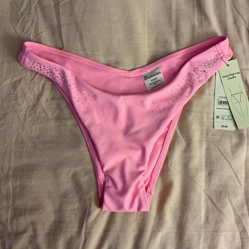 No Boundaries Pink Bikini Bottom with Crystals